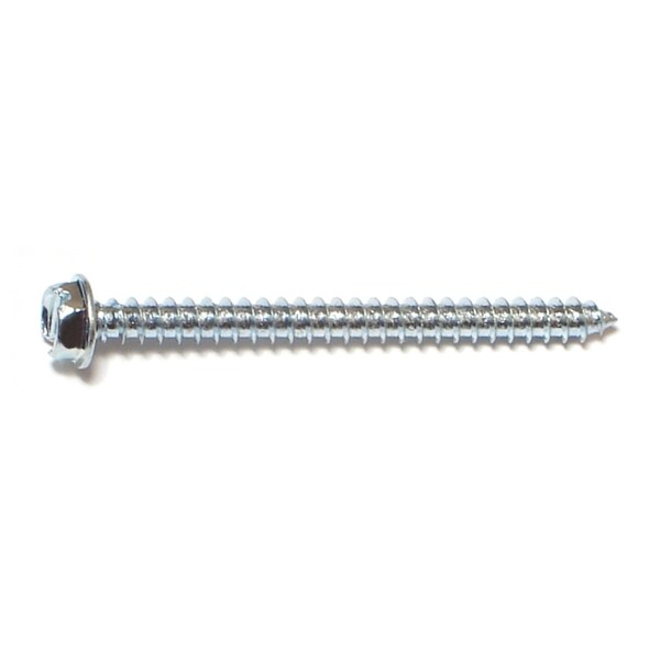 Midwest Fastener Sheet Metal Screw, #8 x 2 in, Zinc Plated Steel Flange Hex Head Slotted Drive, 100 PK 02930 - main